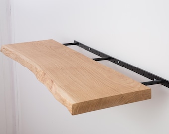 Handmade Live Edge Floating Shelf: Oak or Ash, Heavy-Duty Bracket