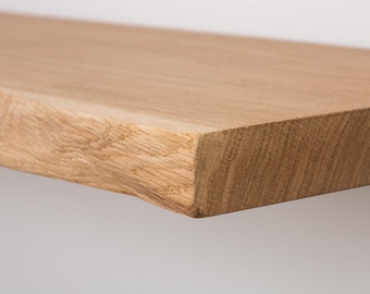 Handmade Live Edge Oak Floating Shelf: Heavy Duty with Hidden Bracket