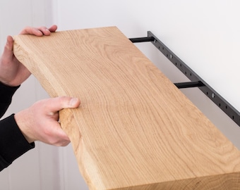 Handmade Live Edge Oak Floating Shelf: Heavy-Duty Wall Mounted Shelves