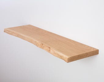 Live Edge Oak Floating Shelf: Rustic Wooden Wall Decor