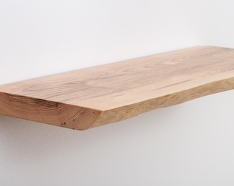 Handmade Oak Live Edge Floating Shelf: Solid Wood Wall Decor