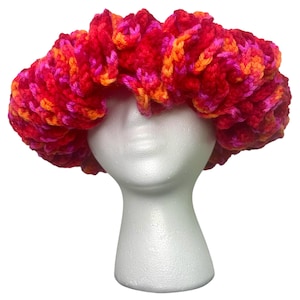 Fire Bloom Ruffle Crochet Hat