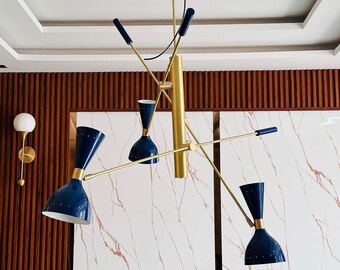 Brass Sputnik Chandelier | Mid Century Modern Light Fixture