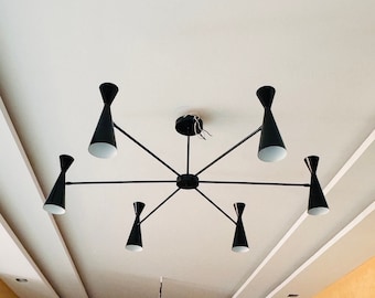 Handcrafted Brass Chandelier Modern 6 Arm Sputnik Chandelier Light Fixture
