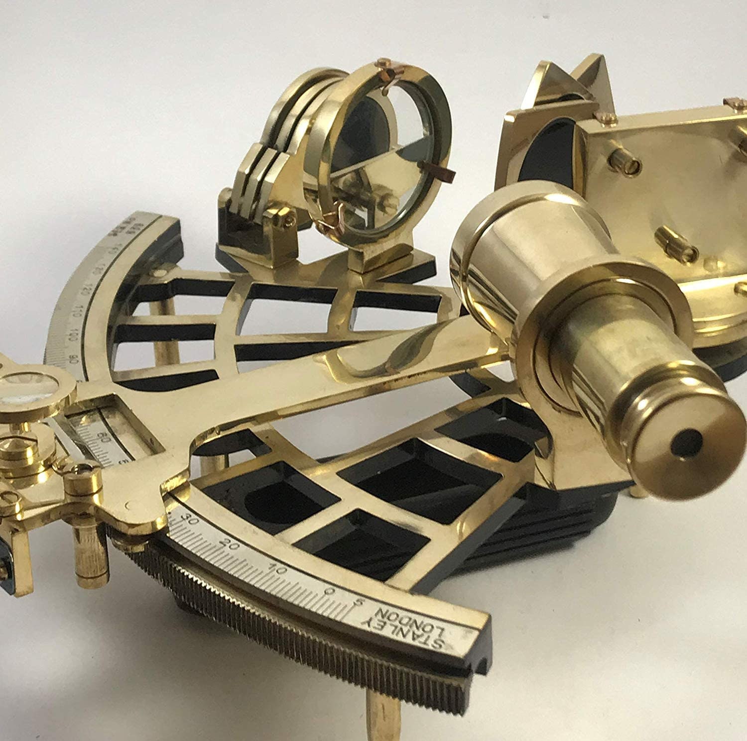 Antico Telescopio Marittimo Nautico Doppio Sestante, Astrolabio Marino D'epoca, Strumenti Di Bordo Con Scatola Di Legno, Sestante D'epoca In Ottone Per Navi - Italia - 2