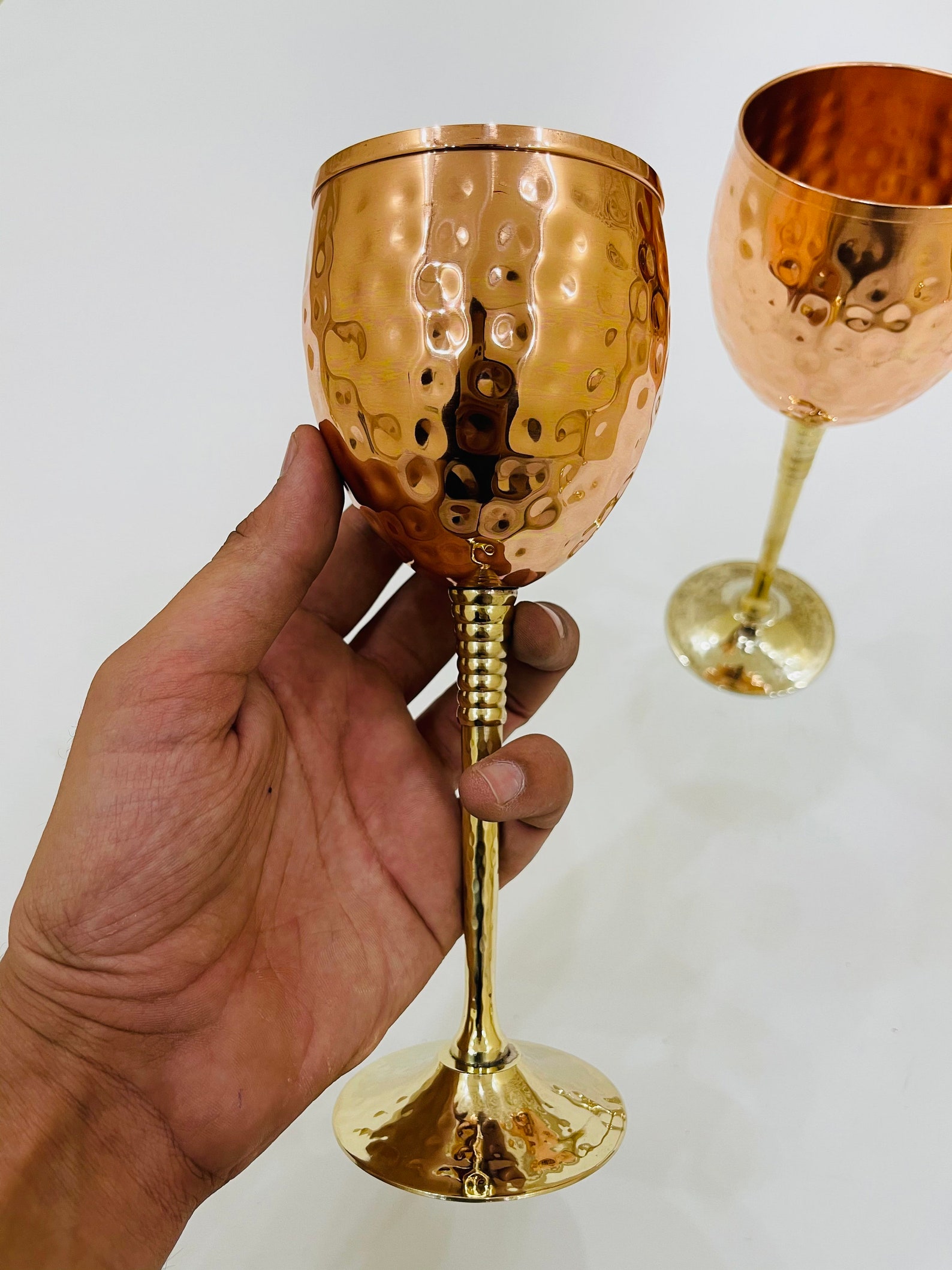 Copper wine glasses set of 2 11oz gleaming 100 solid Etsy