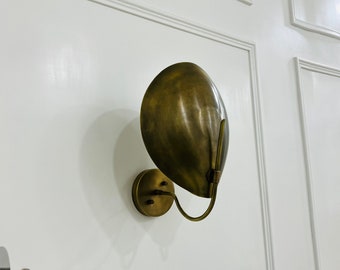 Handmade Curved Brass Wall Sconce Mid-Century Italian Lighting