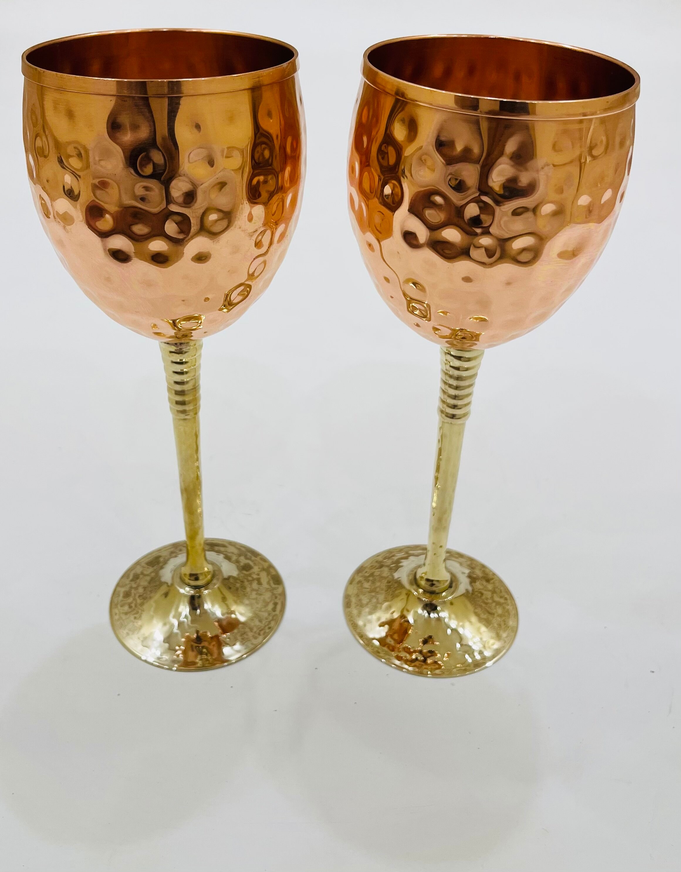 Copper wine glasses set of 2 11oz gleaming 100 solid Etsy