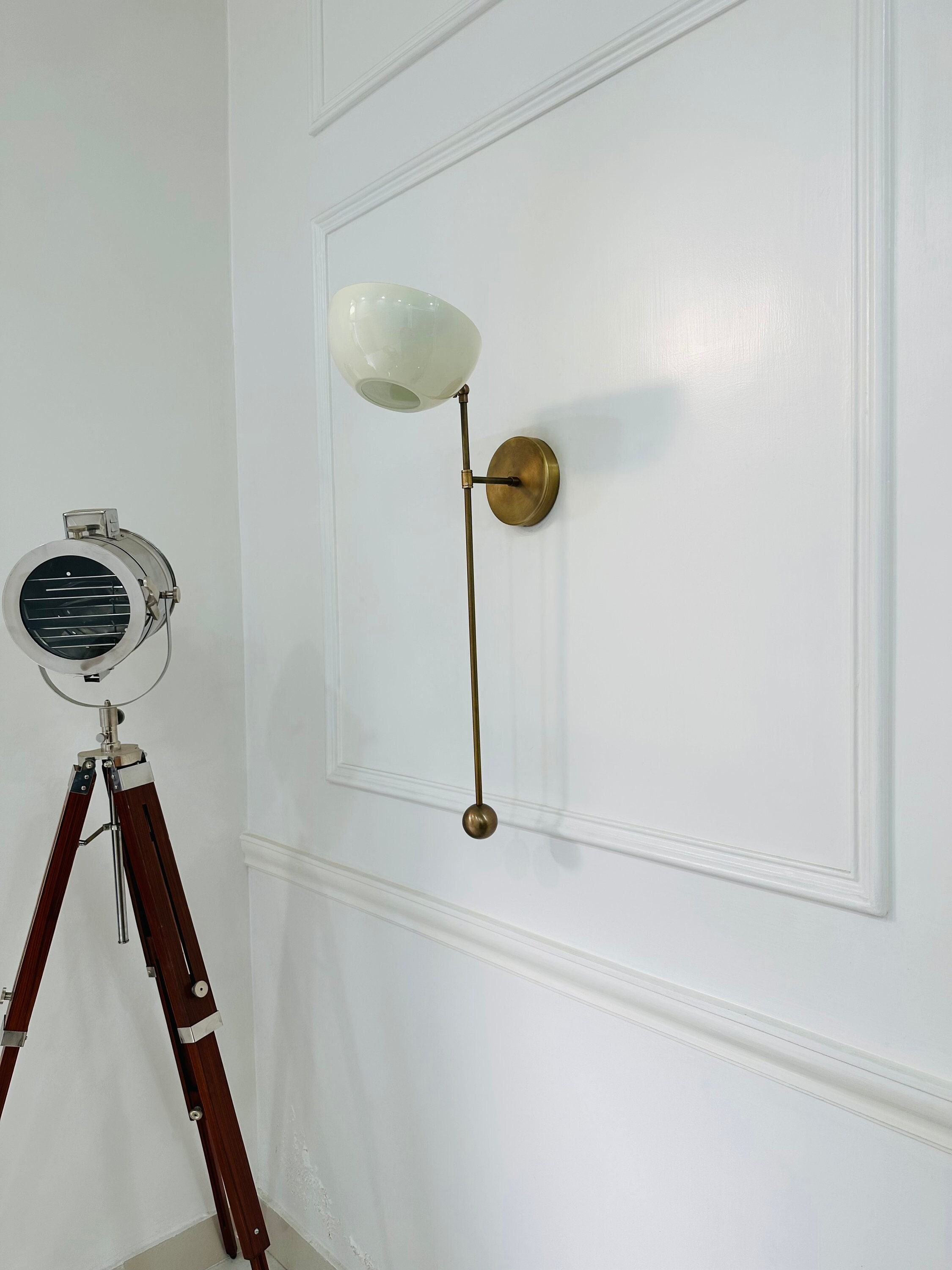 Handcrafted Brass Wall Sconce: Modern Stilnovo Vanity Light