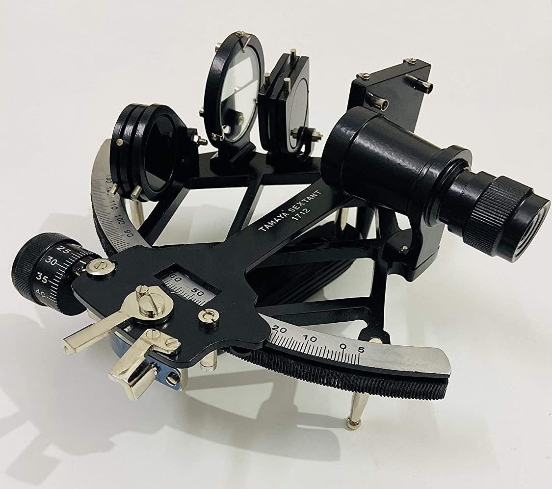 Tamaya Black Sextant In Holzbox – Funktionsfähiges Navigationsinstrument Für Sammler