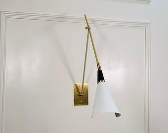 Brass Wall Lamp - Mid Century Modern Sconce Light with Custom Finishes