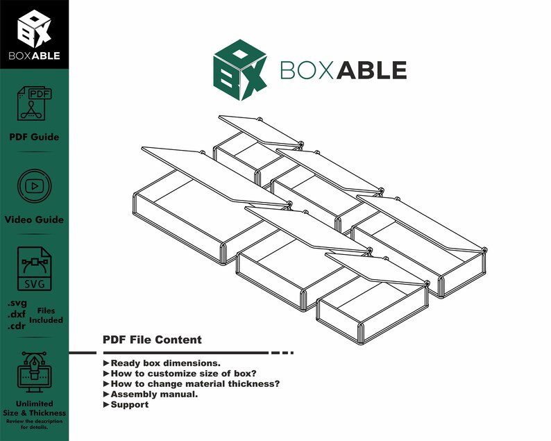 Laser Cut Single Lid Box Set - Storage Box Bundle - Multiple Material ...