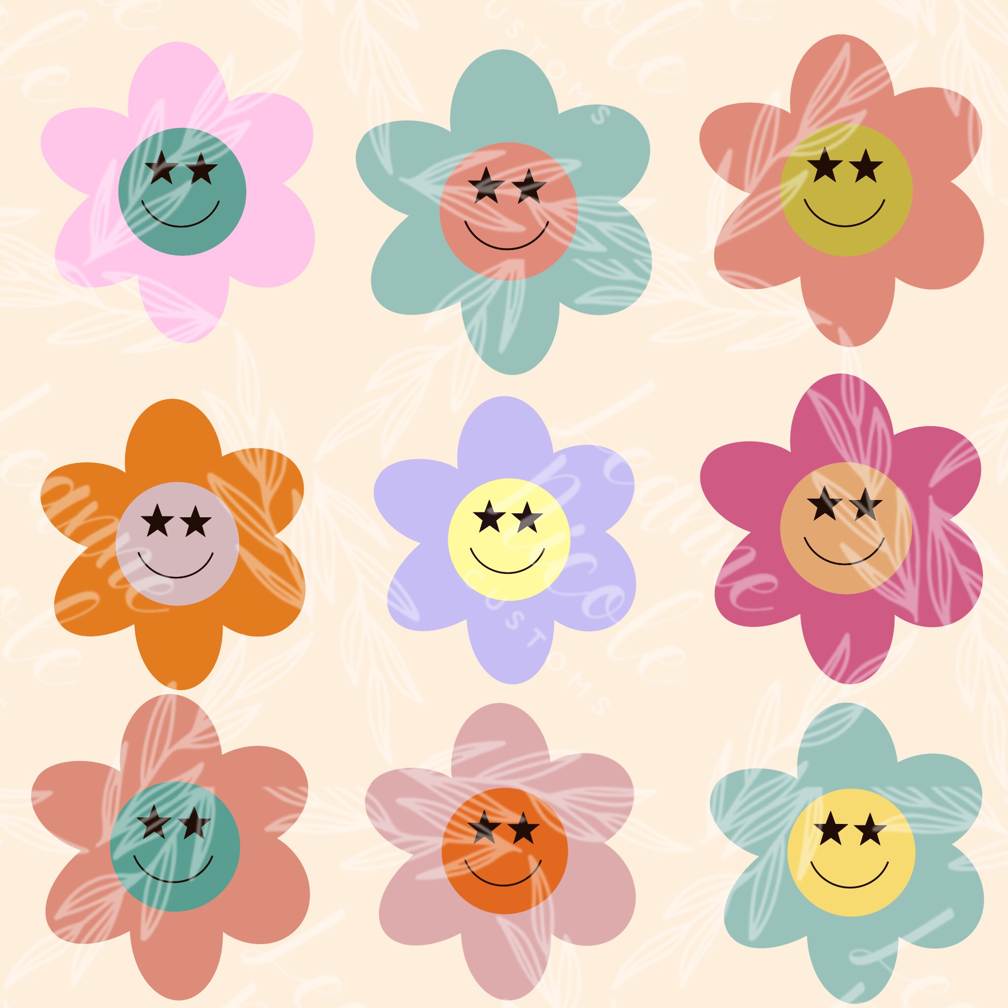 Daisy Smiley Face PNG Design Digital Download - Etsy