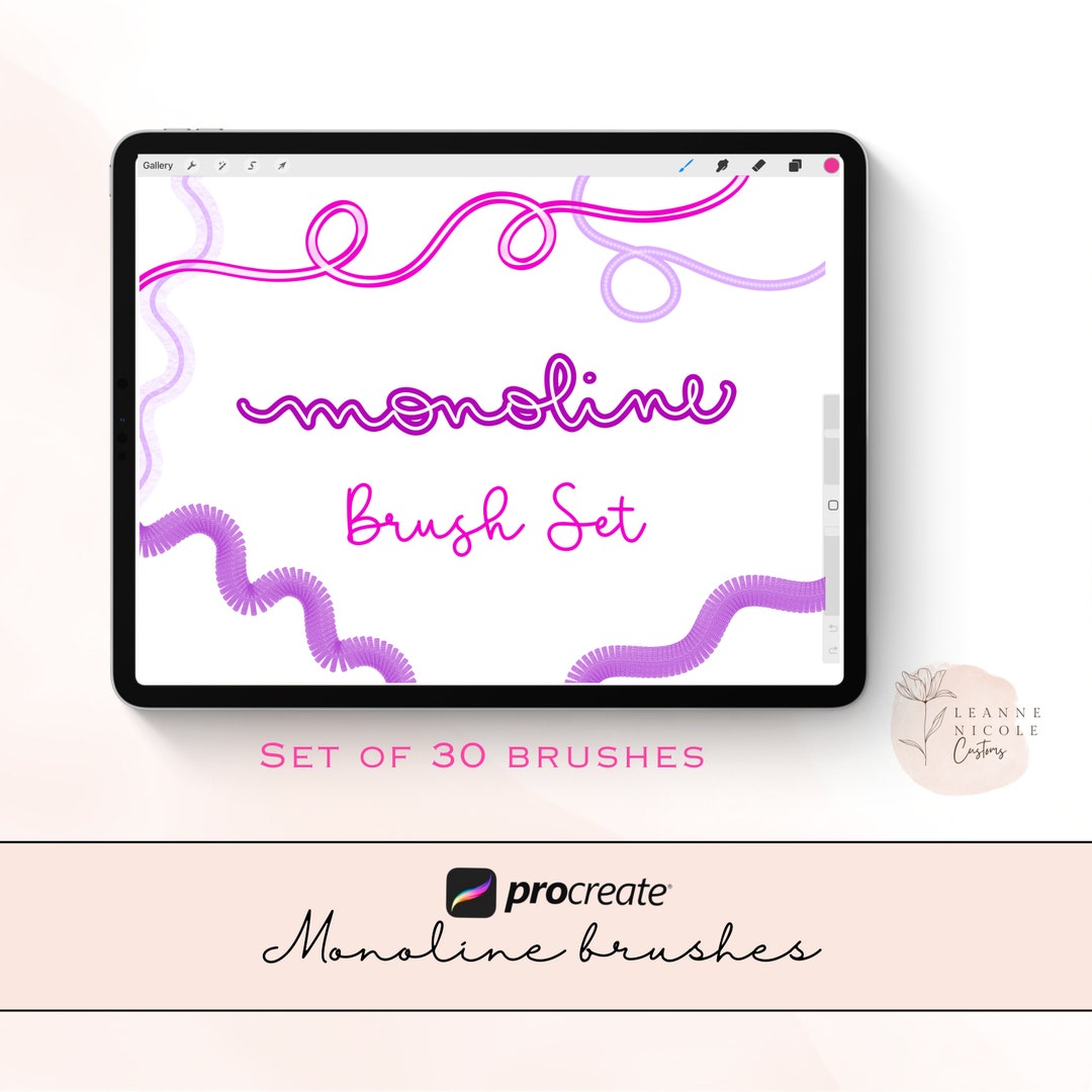 Set of 30 Outline Brushes, Procreate, Procreate Brush Set, Procreate