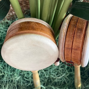 Drum Dumplin, Spin Drum, Rattle Drum, Sound, Handmade Spin Drum, Mindfulness, Musical Instrument, Meditation Supplies, Reiki Supplies, image 1