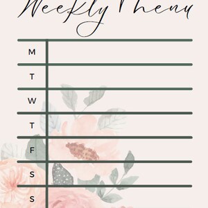 Weekly Menu Printable Template - Etsy