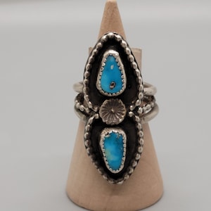 Sonoran Gold Turquoise double stone ring size 5