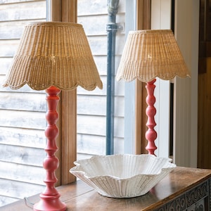 Scalloped Rattan Lampshade rattan Pendant Light large Etsy