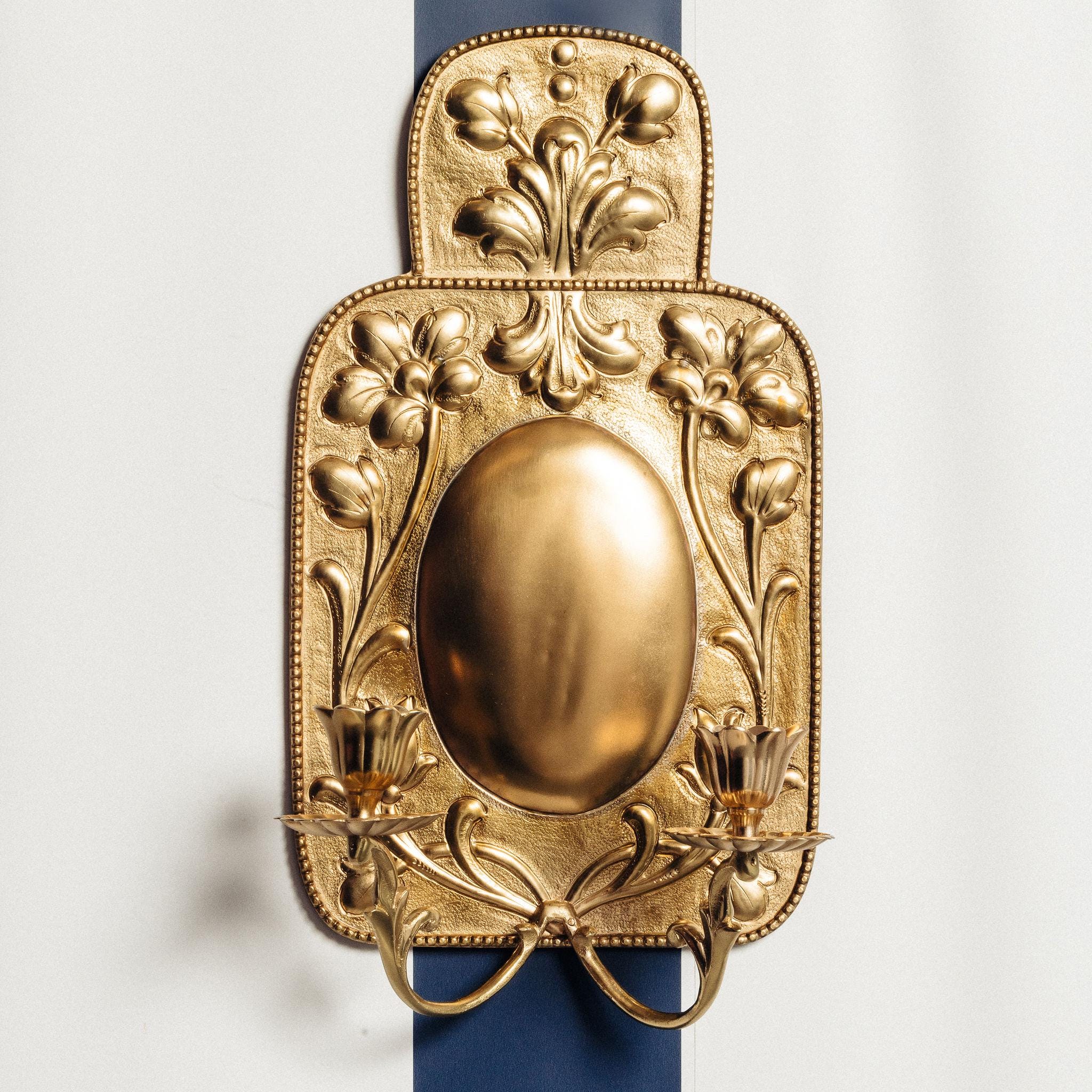 Flora Brass Candle Holder / Brass Wall Sconce