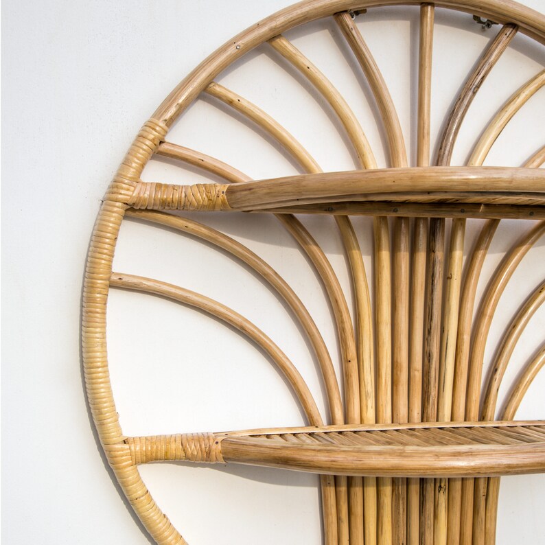 Tree Round Rattan Shelves/rattan Wall Shelf for Living Room Etsy