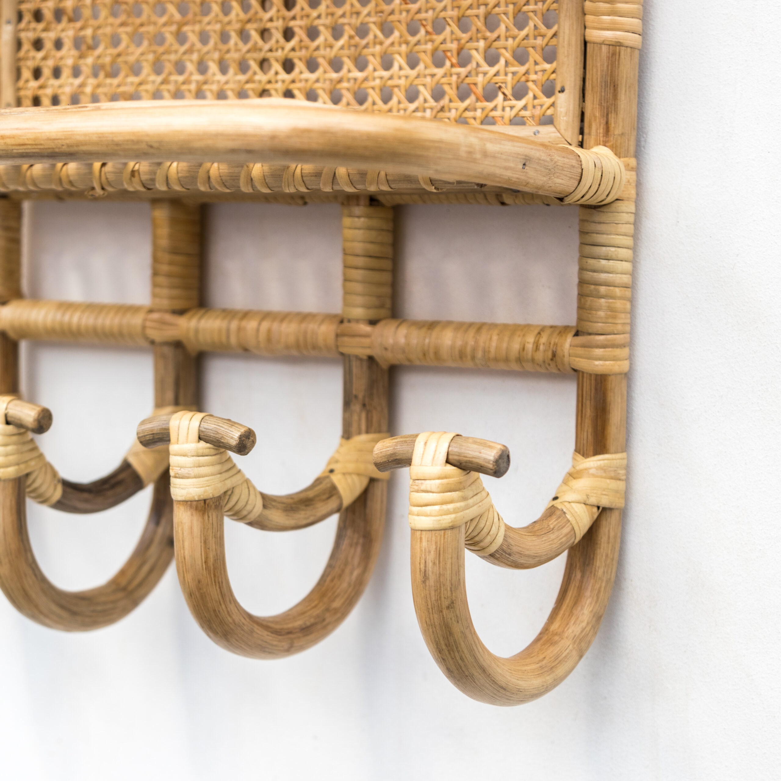 Lulu Rattan Wall Shelves With Hooks/rattan Shelf & Coat Rack Etsy