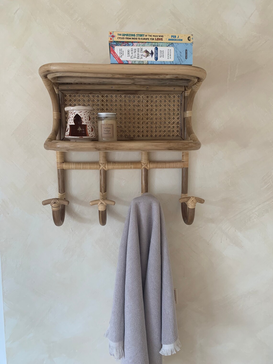 Lulu Rattan Wall Shelves With Hooks/rattan Shelf & Coat Rack Etsy