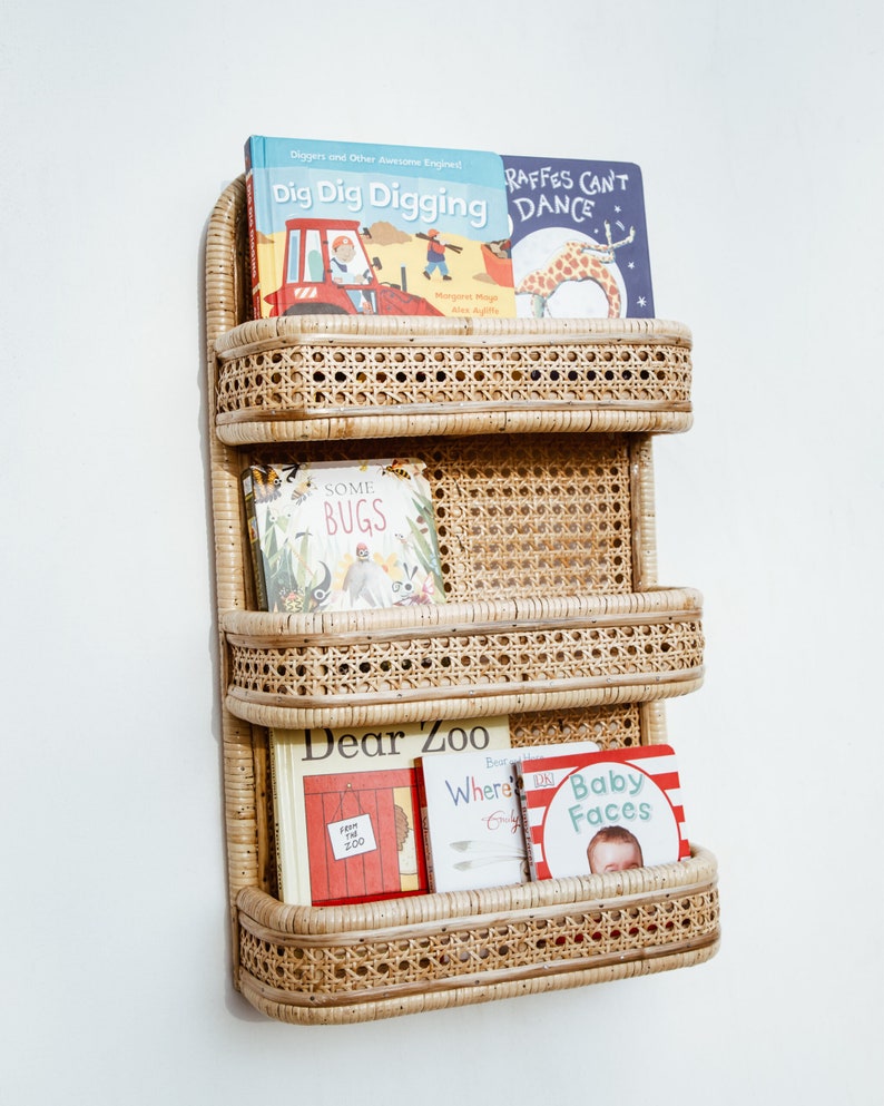 Tiered Rattan Shelves / Rattan Bookshelves / Rattan Spice Rack Etsy