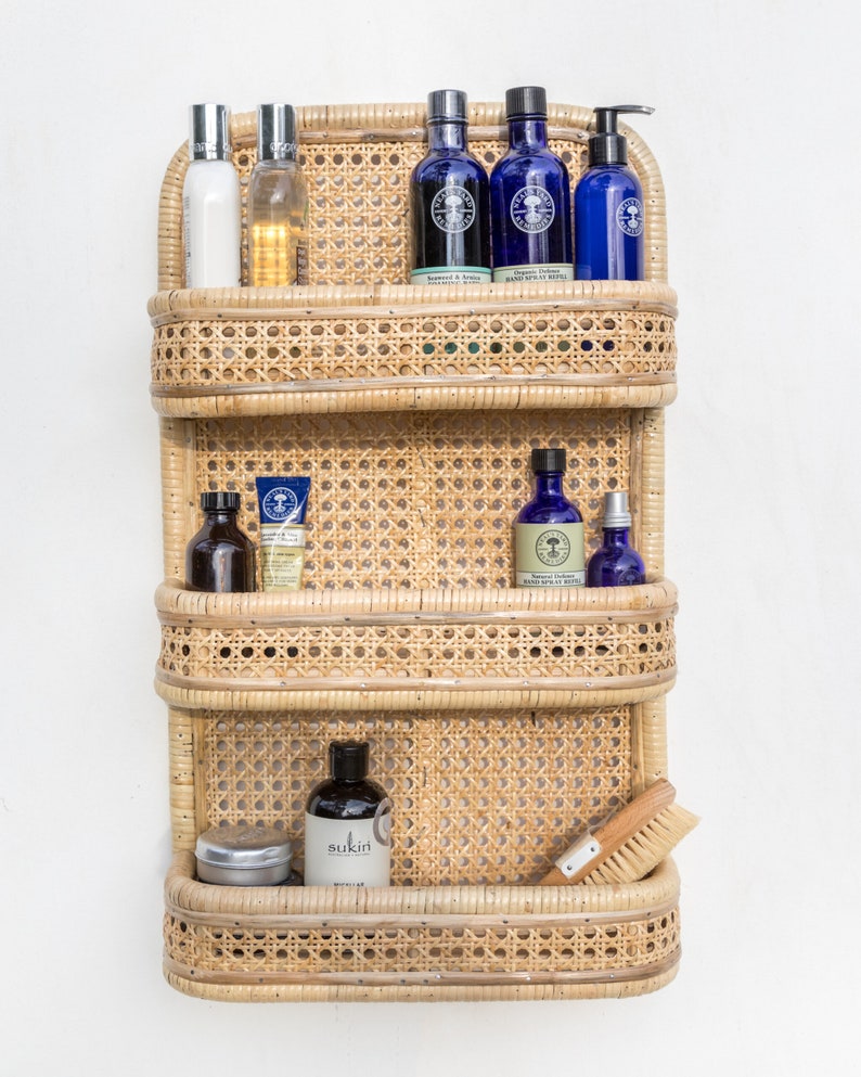 Tiered Rattan Shelves / Rattan Bookshelves / Rattan Spice Rack Etsy