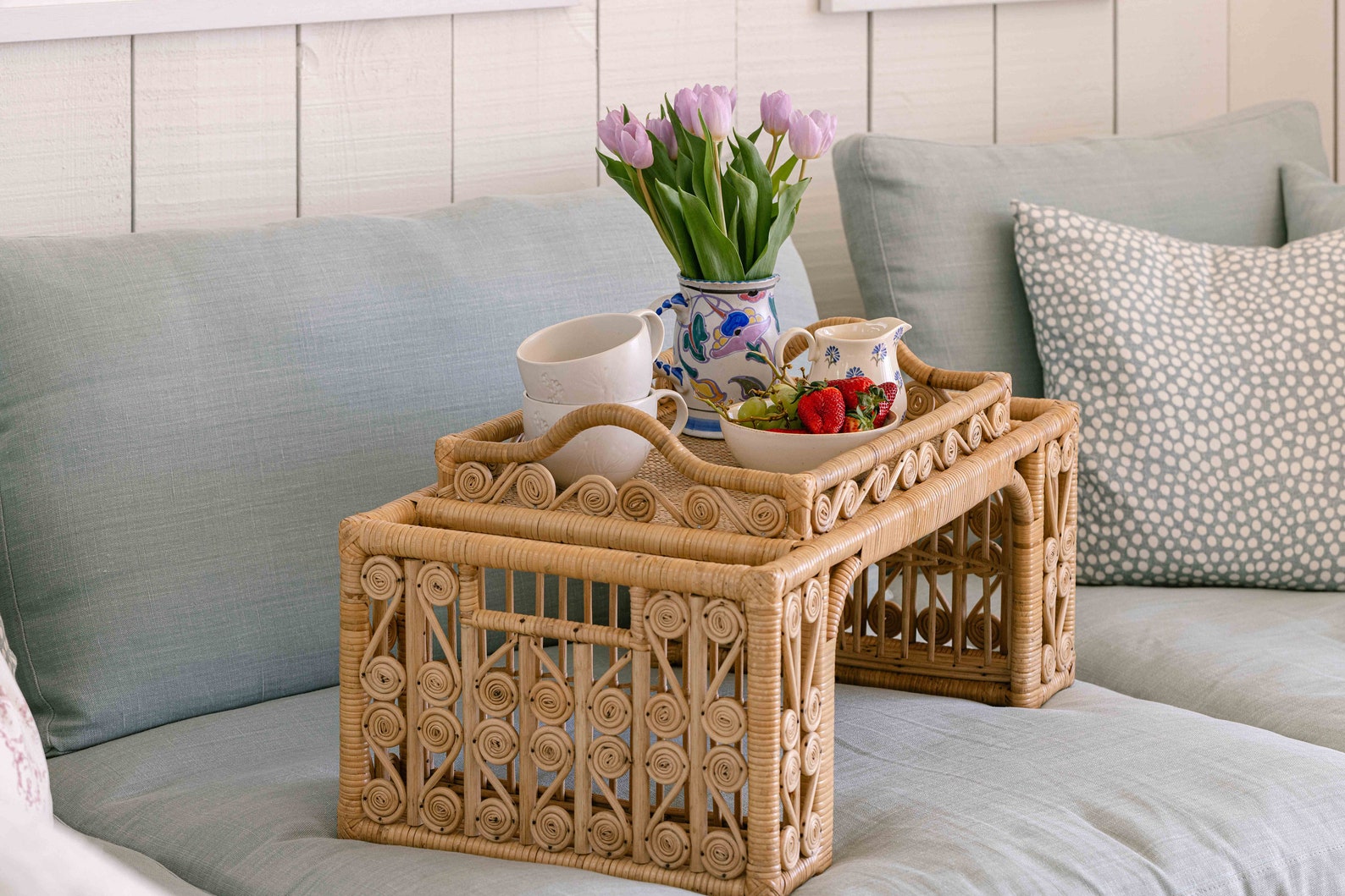 Swirly Rattan Breakfast Tray Etsy