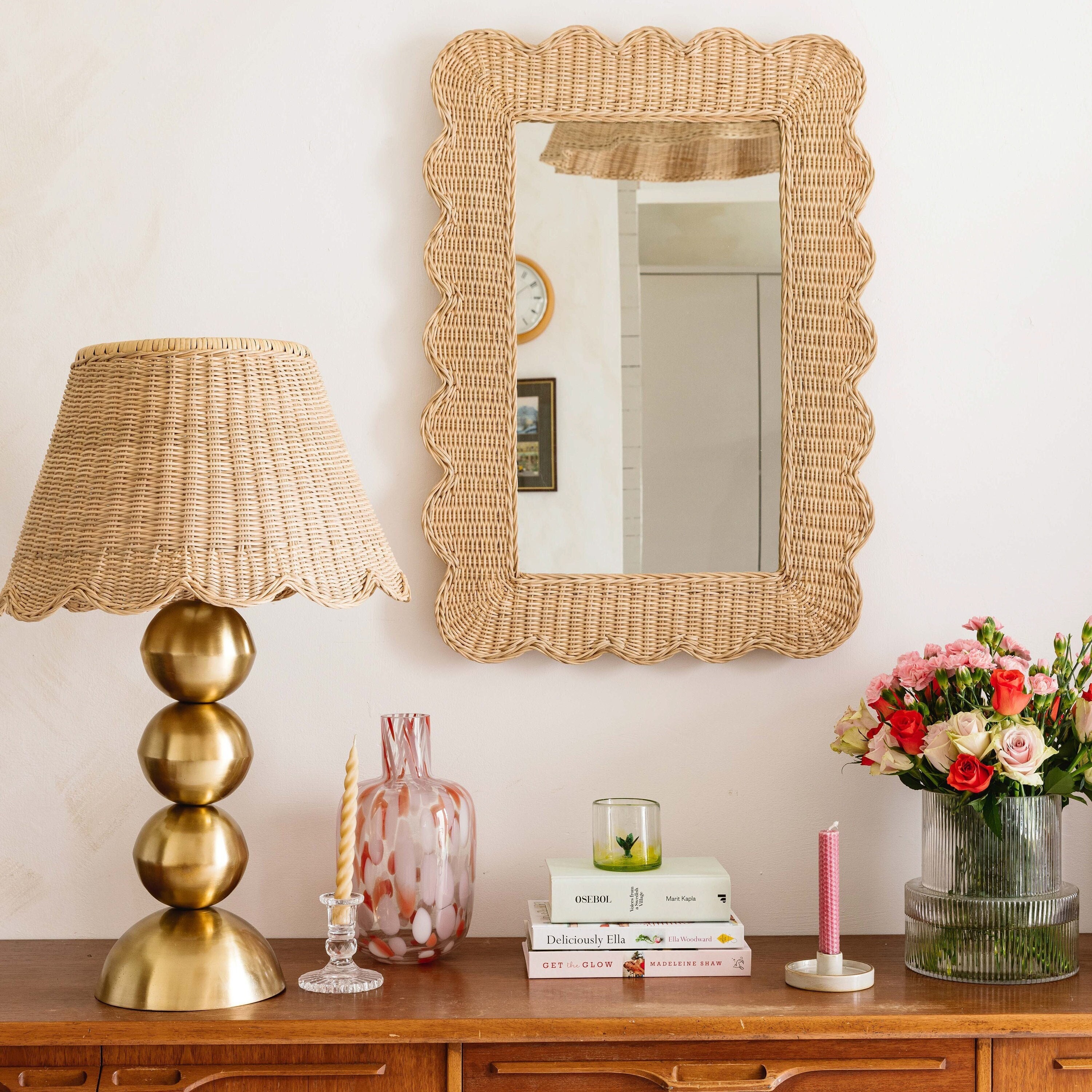 Mimi Scalloped Rattan Mirror Large (natural) - Etsy