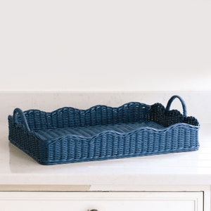 Rattan Scallop Tray (Blue)