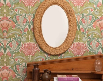 Rattan Braided Oval Mirror, Wicker Wall Mirror