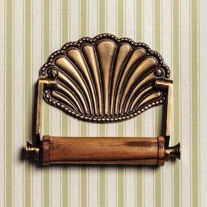 Porta rotolo di carta igienica in ottone a conchiglia (antico)