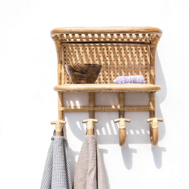 Lulu Rattan Wall Shelves With Hooks/rattan Shelf & Coat Rack Etsy