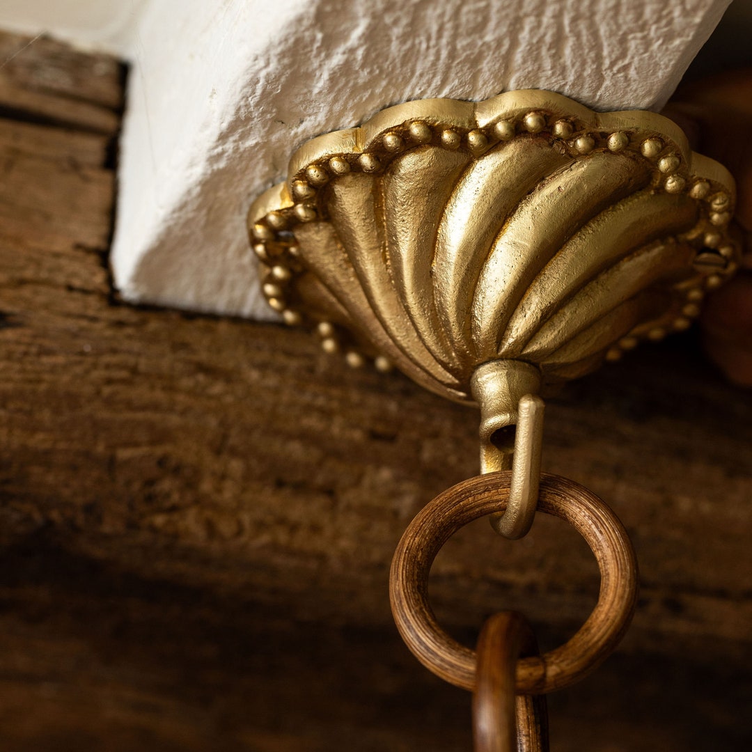 Shell Ceiling Rose / Ceiling Canopy, Antique Brass - Etsy