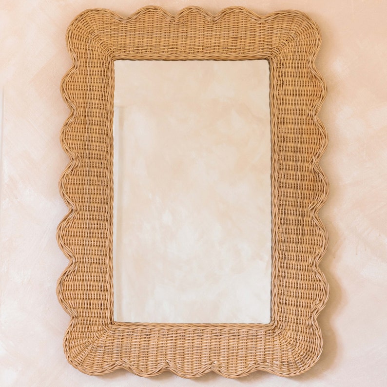 Mimi Scalloped Rattan Mirror Large (natural) - Etsy