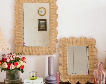 Rattan Mimi Scalloped Mirror Medium