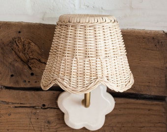 Rattan Scalloped Lampshade / Wicker Pendant Shade (Small)