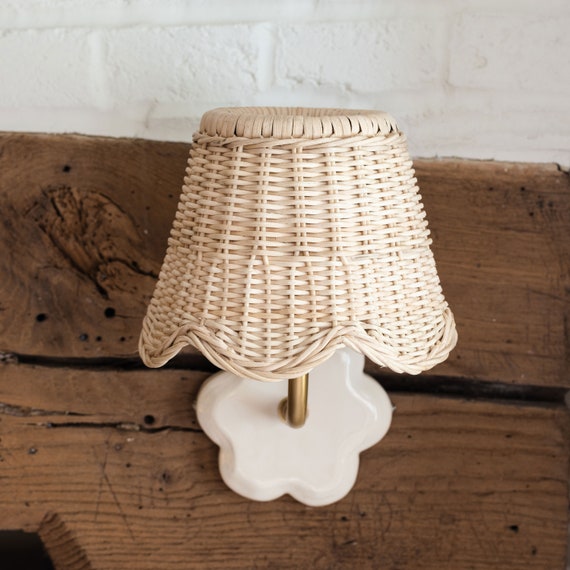 Rattan Scalloped Lampshade wicker Pendant Lightsmall Etsy UK