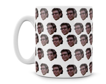 Ian Malcolm Jeff Goldblum Many Faces Life Finds A Way Quote Scientist Nerd Gift Meme Funny Geek Nerd Coffee Mug Tea Cup Best Birthday Gift