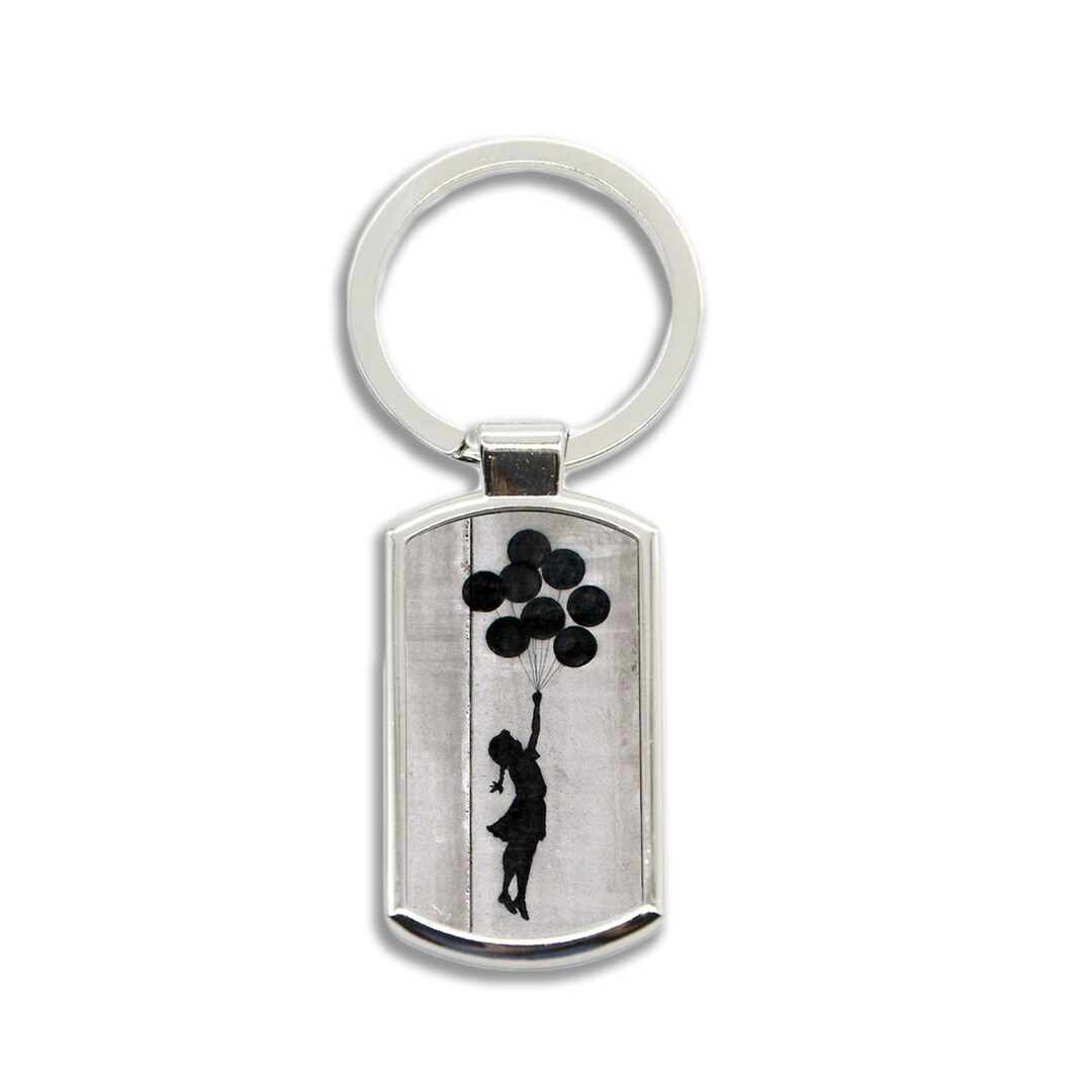 Graffiti Banksy Floating Balloon Girl Inspired Keychain Keyring Key