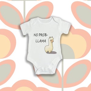 No Prob Llama Cute What Is My Name Alpaka Cartoon Baby Naming Grow Body Suit Weste Soft Feel Internet Meme Geschenk 0-3 3-6 6-12 12-18 Monate