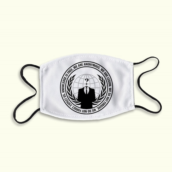 Anonymous Logo, Anon Hacker, Hacktivist, Face Covering, Meme, Funny Face Mask, Washable Face Mask, Reusable Face Mask, Safety Mask, Unique