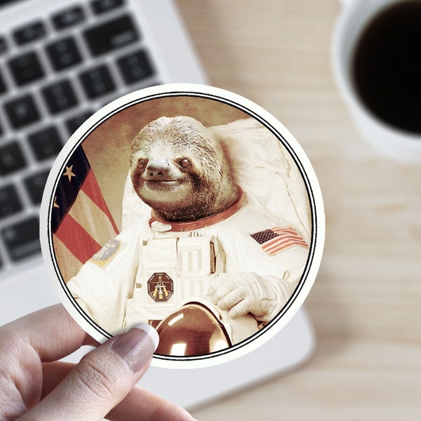 Astronaut Sloth Spaceman Galaxy Sloth Cute Animal Car Bumper Vinyl Sticker Joke College Student Internet Meme Funny Laptop Decal