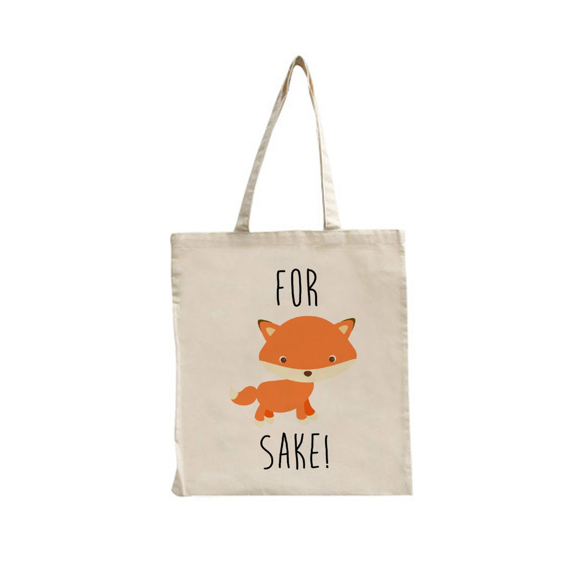 "For Fox Sake" Funny Fox Face Tote Bag – Cute Swearing Slogan Cotton Shopper