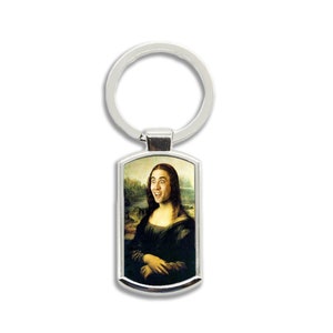 Mona Nicolas Cage Parody Meme Keychain Keyring Key Ring Mona Lisa Nic Cage Leonardo Da vinci