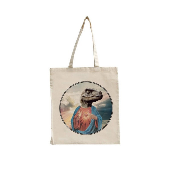 Raptor Jesus Christ Reddit 4Chan Dinosaur Geek Nerd Boffin Scientist Reusable Tote Shopping Shoulder Bag Internet Meme Unique Gift