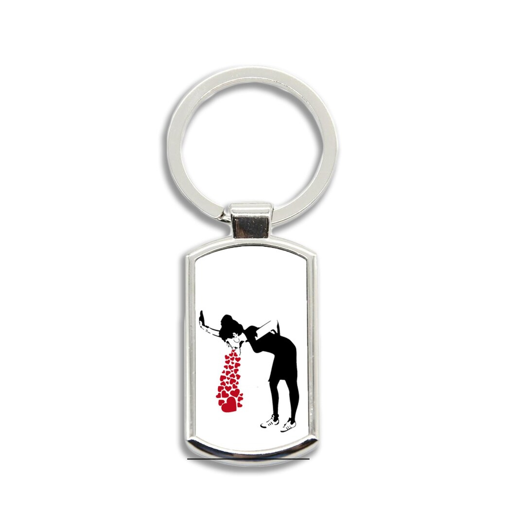 Graffiti Banksy Lovesick Inspired Keychain Keyring Key Ring Street Art