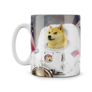 Astronaut Shibe Shiba Space Doge Dogecoin Parody bitcoin Cryptocoin Themed Shiba Shibe Such Coffee Mug Funny Parody Mug Meme