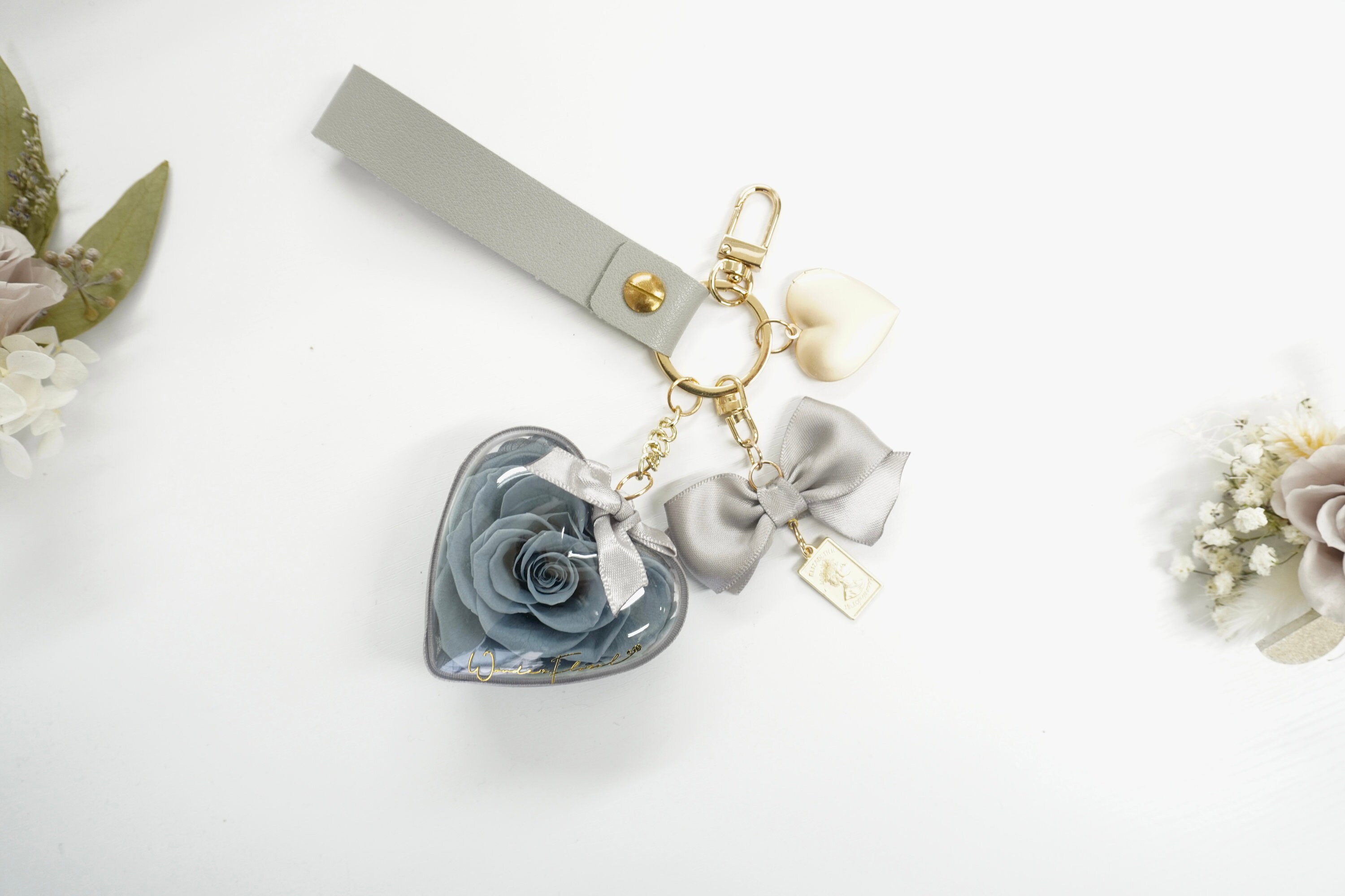 Personalize Eternal Flower Floral Photo Keychain Etsy